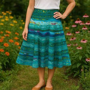 NWOT Boom Shankar 3D Tiered Fabric A-Line Skirt Artsy Quirky Eclectic 10